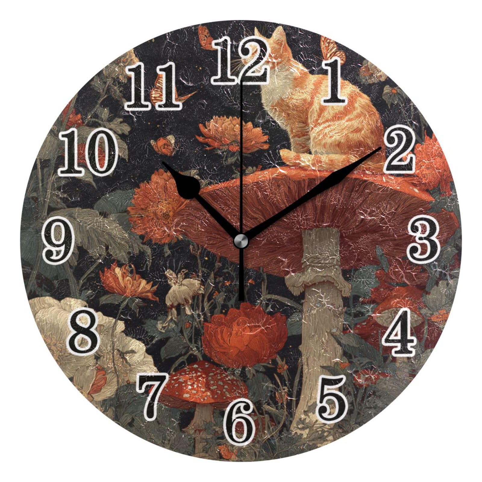 Horloge murale silencieuse chat fin du tic-tac agaçant avec cette pendule ronde 25cm