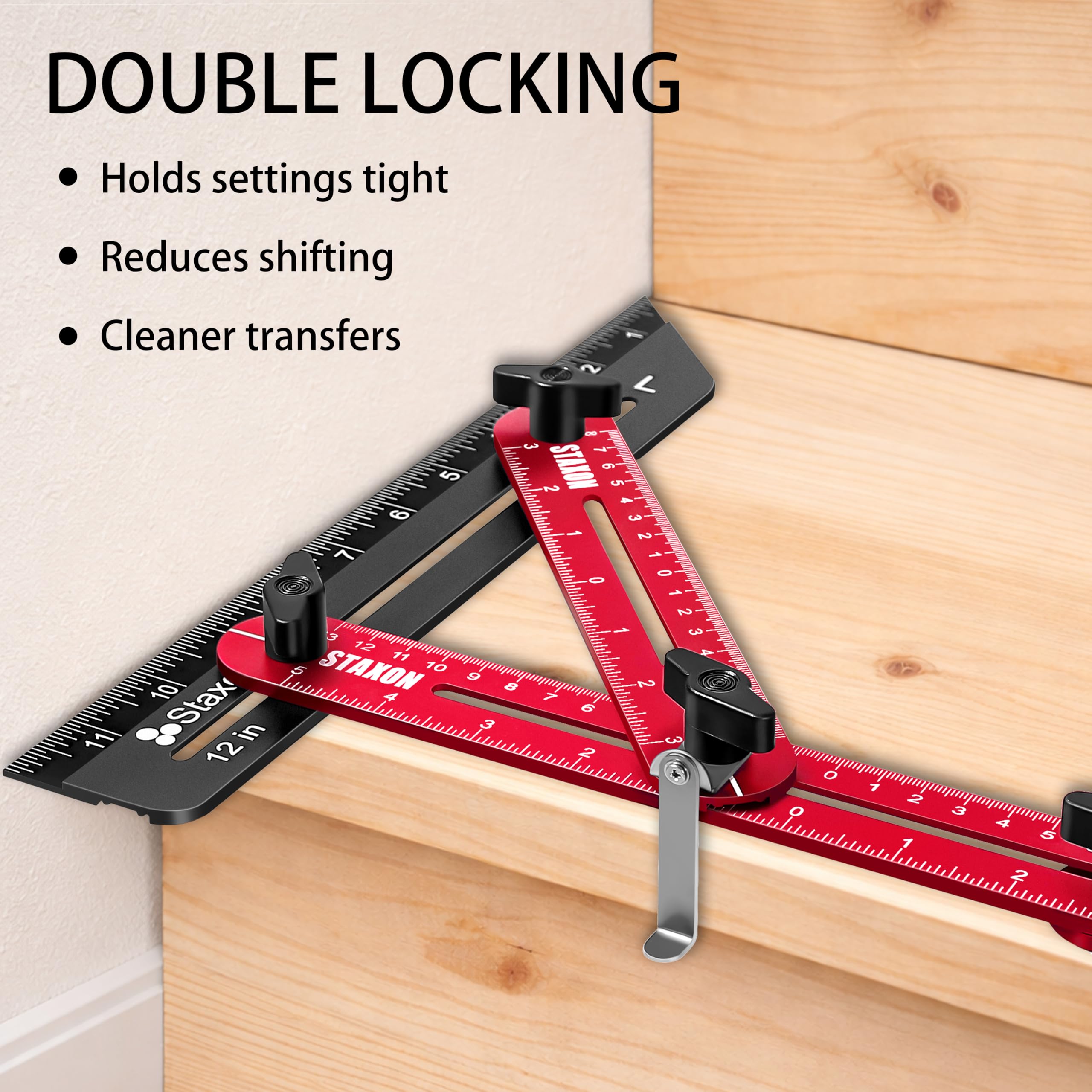 Stair Tread Template Tool – Stair Tread Gauge, Hidden Screw Slide Rail Stair Tools for Stair Measuring Tool Stair Gauge Jig Stair Template Stair Step Tool（Black+Red） — Amazon image 3