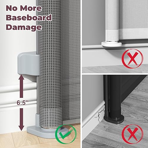 Miniatura 3 de Puertas de malla retráctiles para bebés y mascotas para escalera, pasillos, terraza, porche, interiores y exteriores elementos de seguridad gris, 55