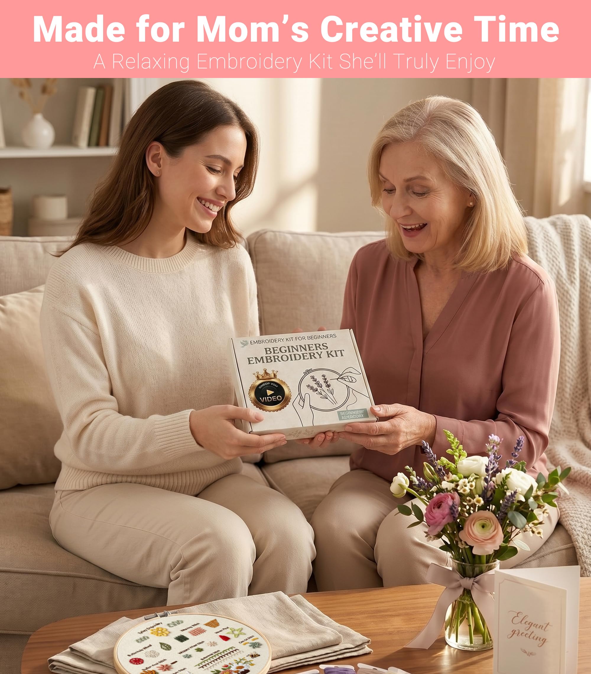 Beginner Embroidery Kit - Learn 30+ Stitches! -2