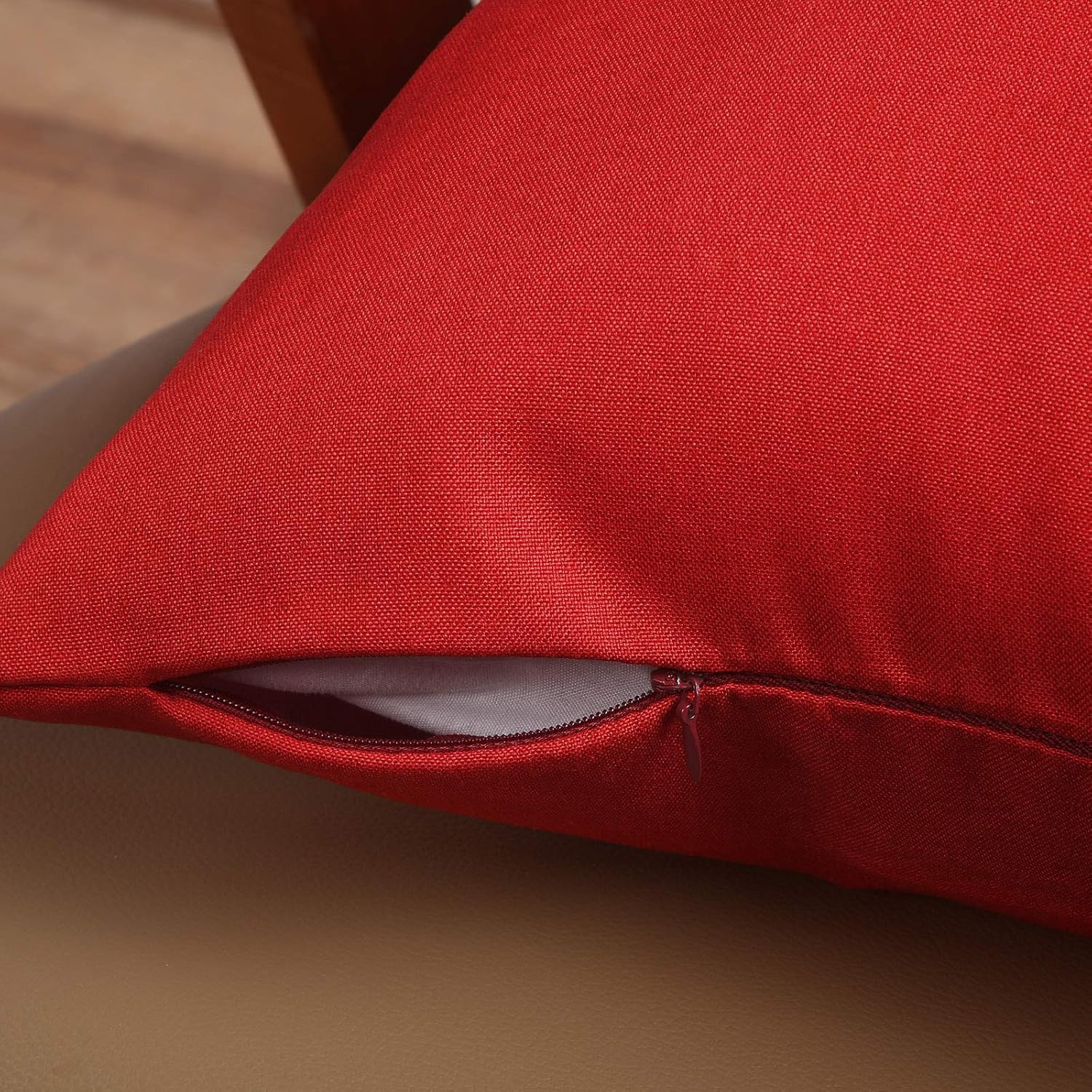 Patelai 2 Pack 18x18 Inch Waterproof Outdoor Throw Pillow Covers - PU Coated Valentine's Day, Winter Decor for Patio, Sofa, Couch, Garden Furniture(Red) - Image 5