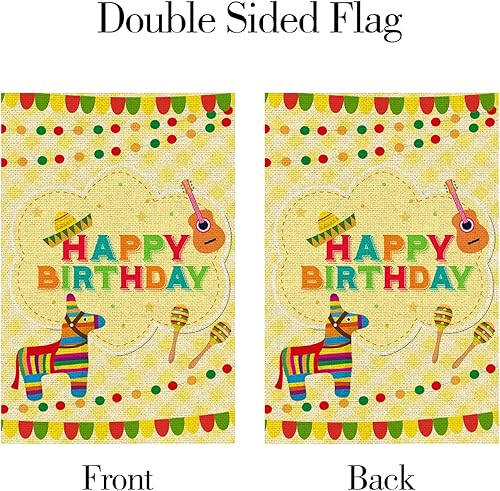 Miniatura 4 de WeBenison Bandera mexicana de feliz cumpleaños para jardín, decoración de fiesta de cumpleaños para patio, casa, césped, fiesta, cumpleaños, puerta