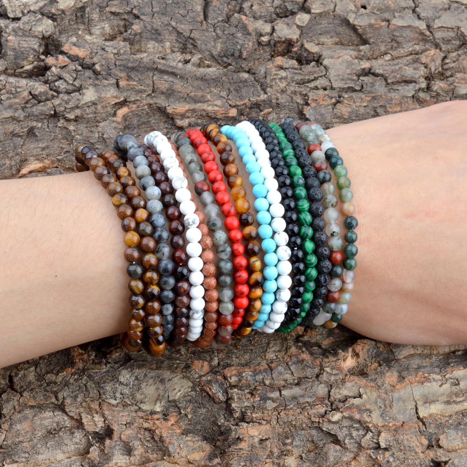 KIKILA 4mm Mini Gemstone Energy Bracelets Crushed Stone Beaded Bracelet Natural Stone Charm Beaded Small Couples Bracelets for Women - Image 7