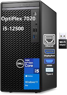 Dell OptiPlex 7020 Desktop Computers, 7000 Tower PC, Intel 6-Core i5-12500 (Beat i7-11700), 64GB DDR5 RAM, 2TB PCIe SSD, DVDRW, WiFi Adapter, RJ-45, HDMI, DisplayPort, KB and Mouse, Windows 11 Pro