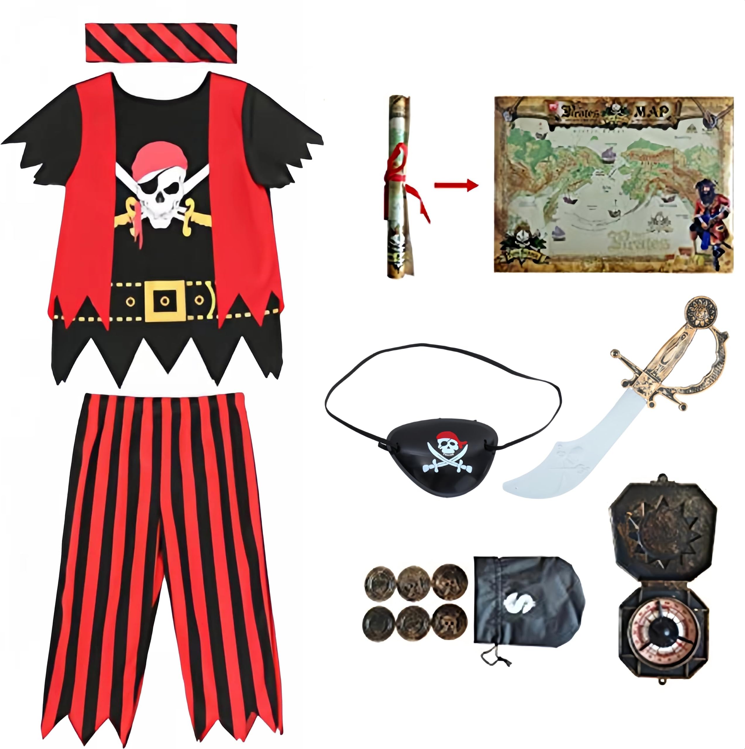 Kids Pirate Costume,Pirate Role Play Dress Up Set