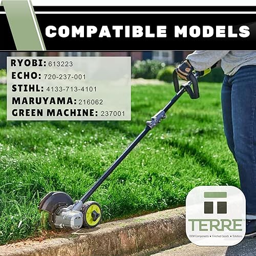 Miniatura 5 de Terre Products, paquete de 5 cuchillas de bordear endurecidas térmicamente, compatibles con Ryobi 613223, Echo 720-237-001, Stihl 4133-713-4101,