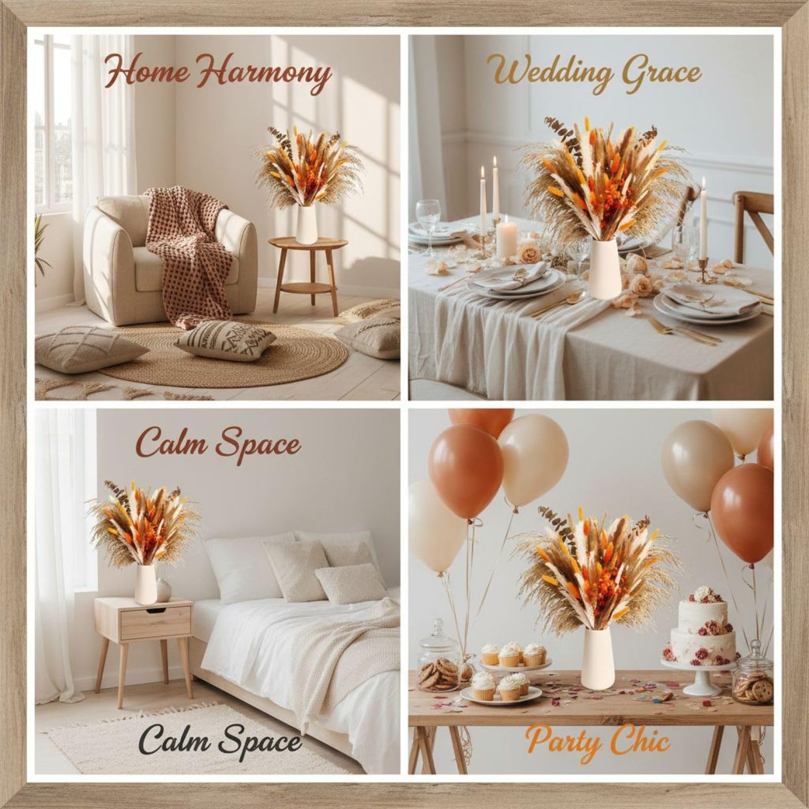 Pampasgras-Bouquet, 17,5 in mehrfarbiges Trockenblumenarrangement, Boho-Pampasgras-Deko für Zuhause, Hochzeit und Party, mit weichen Farbtönen und Mehreren Farboptionen