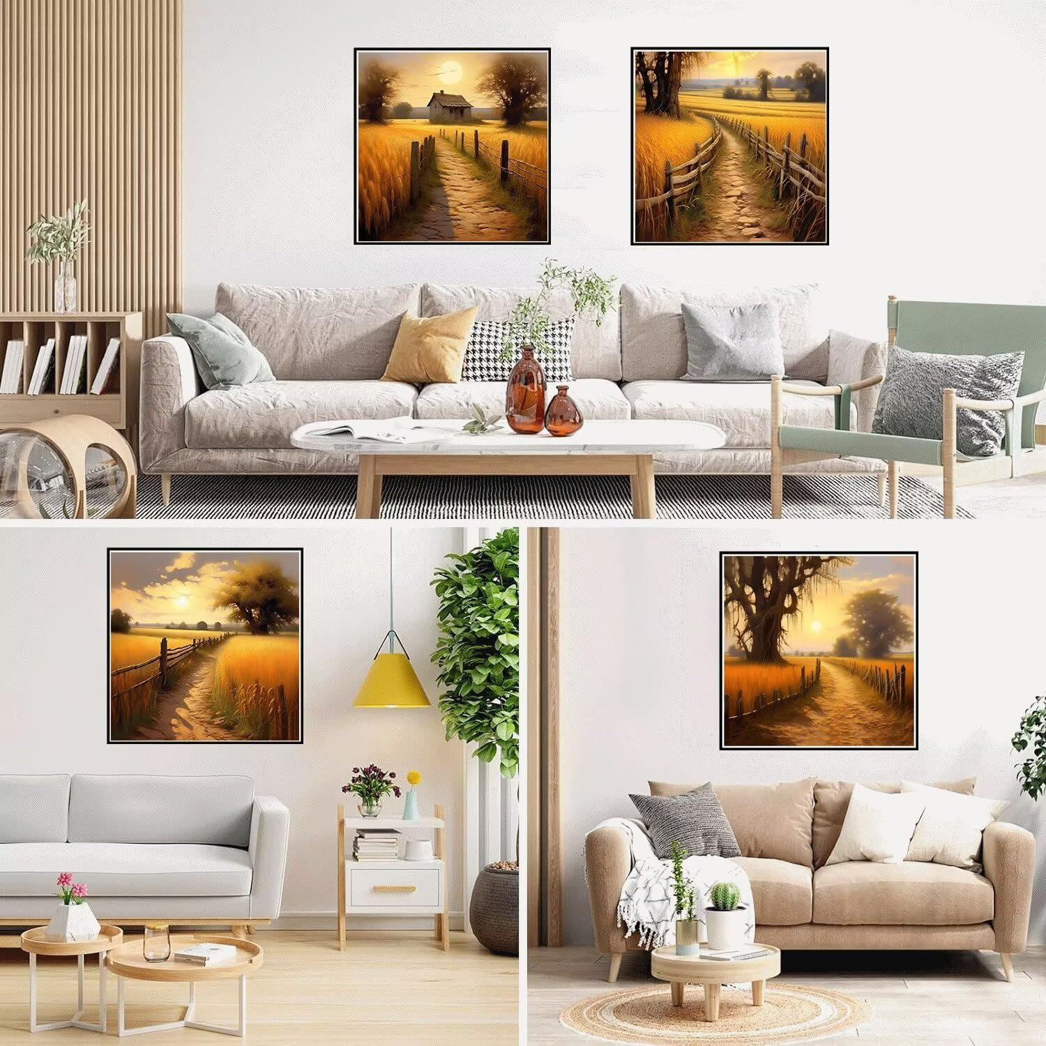4 sztuki DIY 5D diamentowe malowanie wschód słońca diamentowe malowanie pełny zestaw, malowanie diamentowe dla dorosłych, wiertła do przyklejania diamentowych rysunków, do dekoracji domu prezent