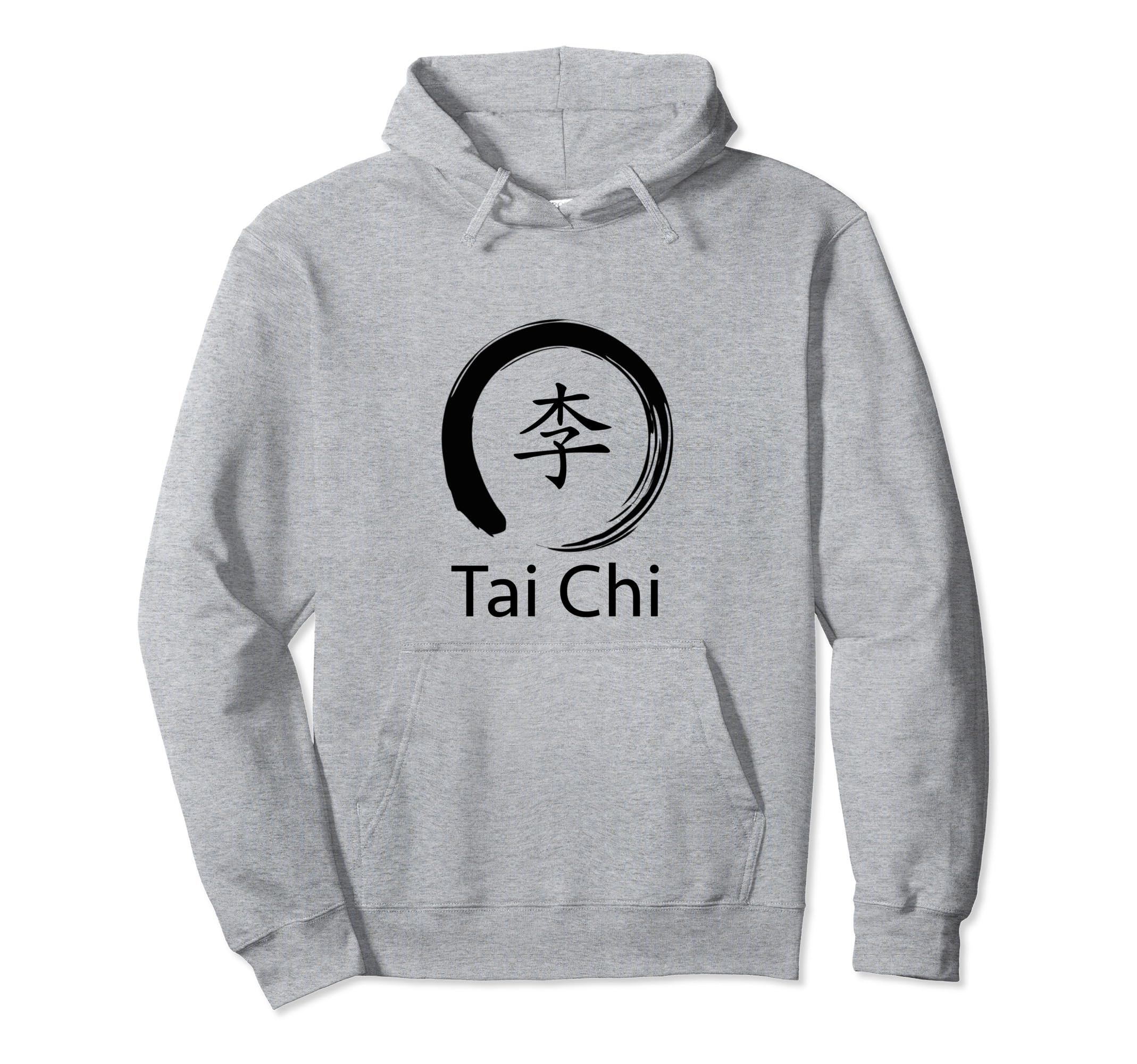 Tai Chi Beginner / Classic Tai Chi Calligraphy Qi Kanji Idea Pullover Hoodie, Grey