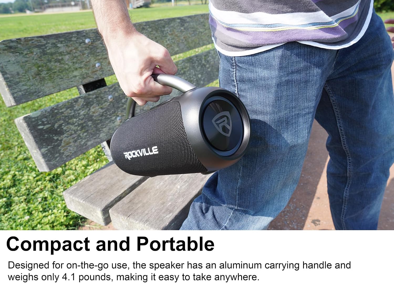 Rockville RPB-D3 30W Portable Bluetooth Speaker, Water Resistant, TWS Pairing, LED Lights, Long Battery Life, Perfect for Parties and Outdoor Adventures