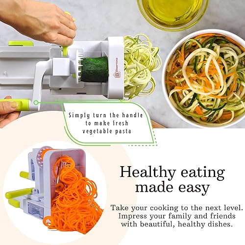 Miniatura 2 de Brieftons QuickFold - Espiralizador de 5 hojas: versátil y compacto plegable en espiral de verduras, la mejor máquina de espaguetis para pasta