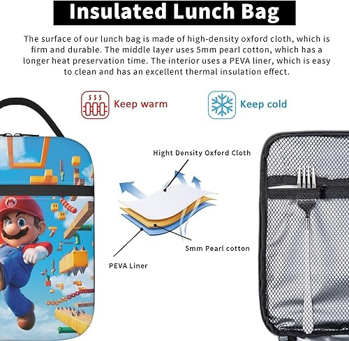 Miniatura 5 de Lonchera unisex de anime, juego de dibujos animados, impermeable, portátil, aislada, bolsa de almuerzo Bento para oficina, trabajo, picnic, A8