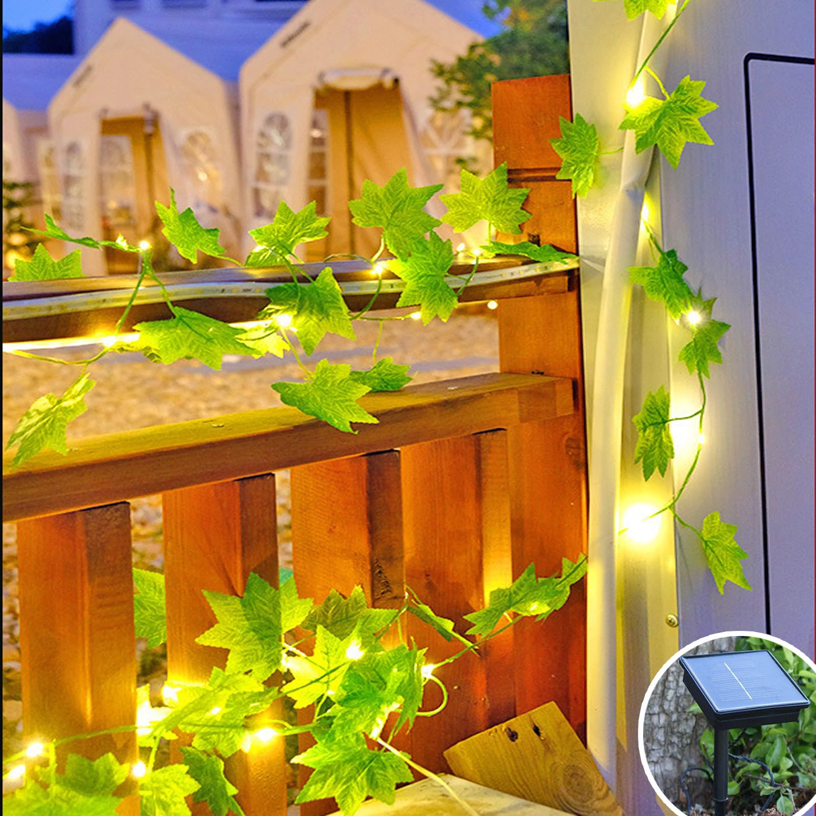 Ghirlanda Luminosa Solare 12M - 100 LED A Forma Di Edera Per Esterni - Foto 7