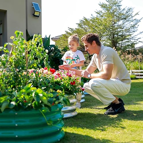 Miniatura 6 de AHEONLAR Paquete de 2 camas de jardín elevadas de 8 x 4 x 1 pies, jardineras galvanizadas para exteriores, camas de jardín ovaladas grandes de metal