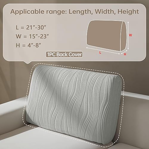 Miniatura 2 de Fundas de cojín para sofá, fundas de sofá lavables y elásticas a rayas para sofá modular en forma de L, fundas protectoras de muebles para perros