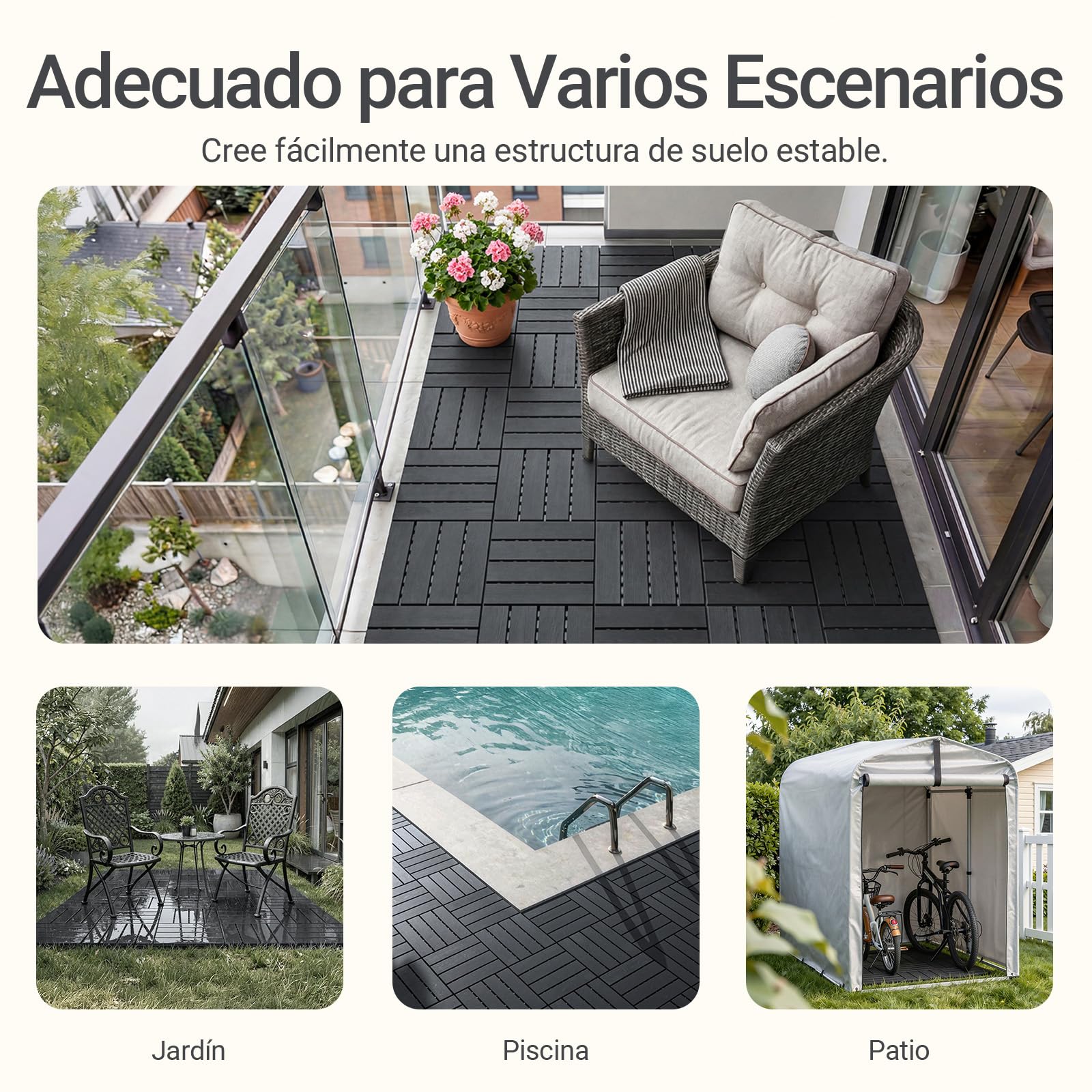 Sobuy Set de 15 Piezas Suelo para Terraza Exterior, Suelo Composite Exterior Antideslizante Impermeable Suelo Terraza Jardin Piscina Gris 30.5x30.5x2 cm SDA14-HG
