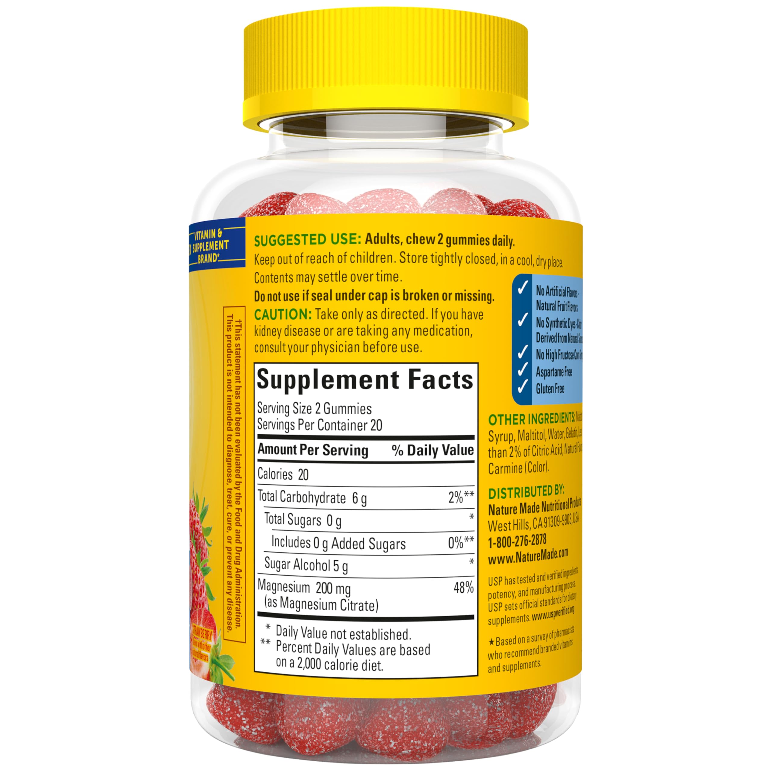 Nature Made Zero Sugar Magnesium Citrate 200mg per Serving, 40 Gummies — Amazon image 10