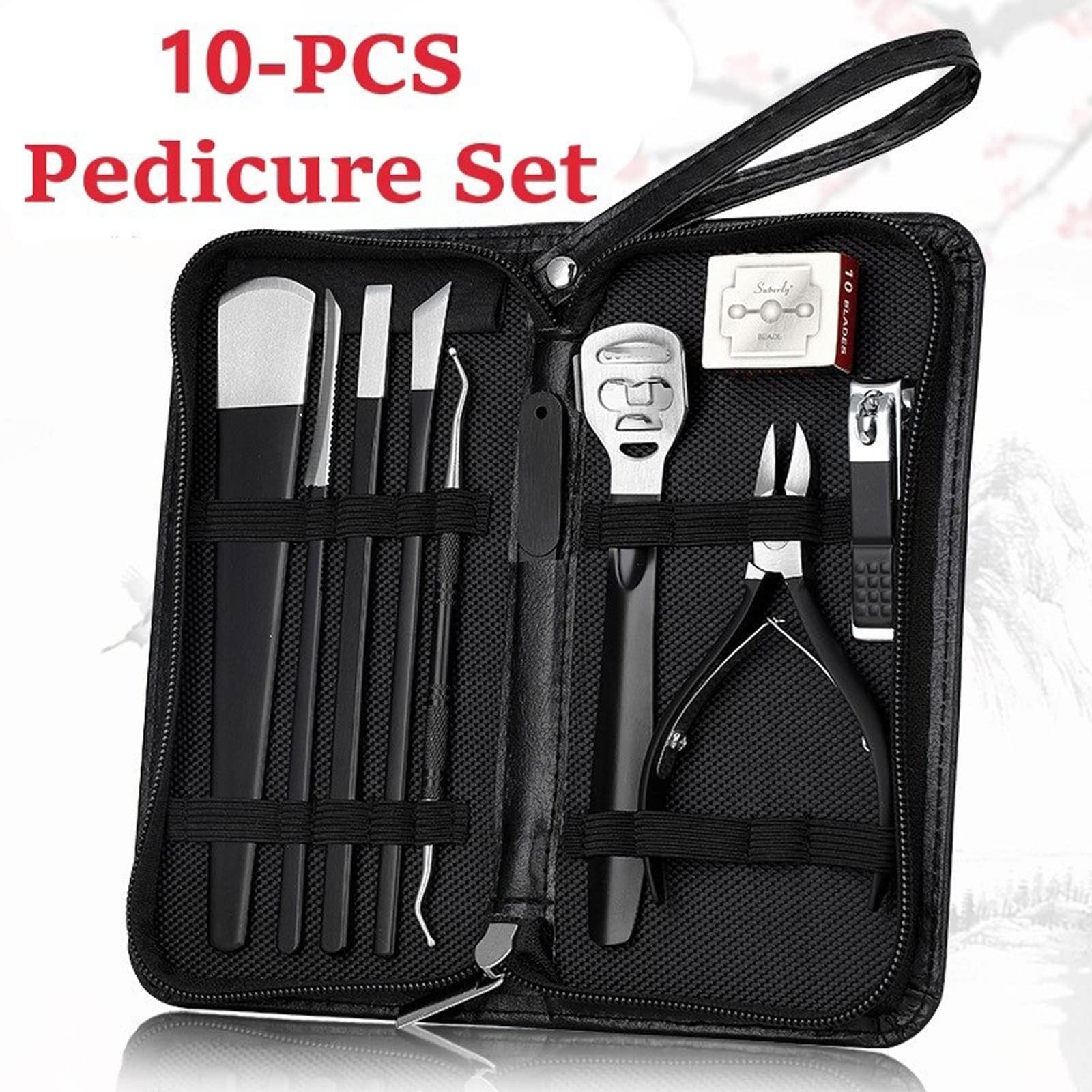 JINGYAN Cortaúñas Conjunto de tijeras pedicura corte uñas profesional gancho águila acero inoxidable Manicura portátil Nail Clipper Herramienta herramientas(Pink)