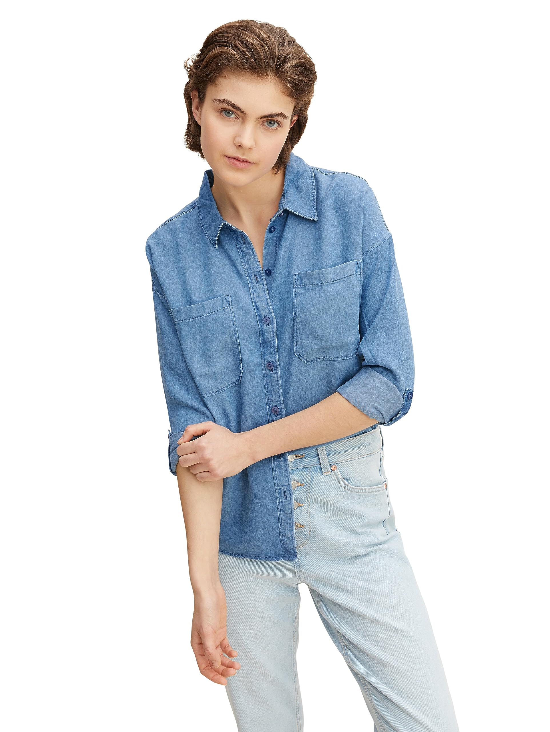 TOM TAILOR Denim Tencel Denim Camicia da Donna