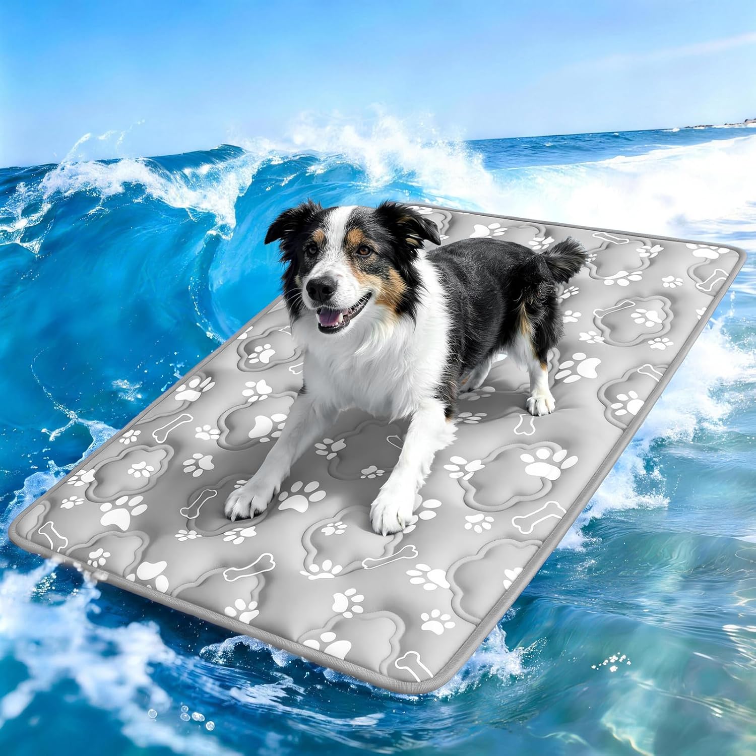 Dog Cooling Mat, Extra Large Cooling Dog Bed Mat for Indoor & Outdoor, Q-Max>0.5, Machine Washable Non-Toxic Portable Pet Cooling Pad for Kennel, Crate, Car - XL(44" x 30") - Grey
