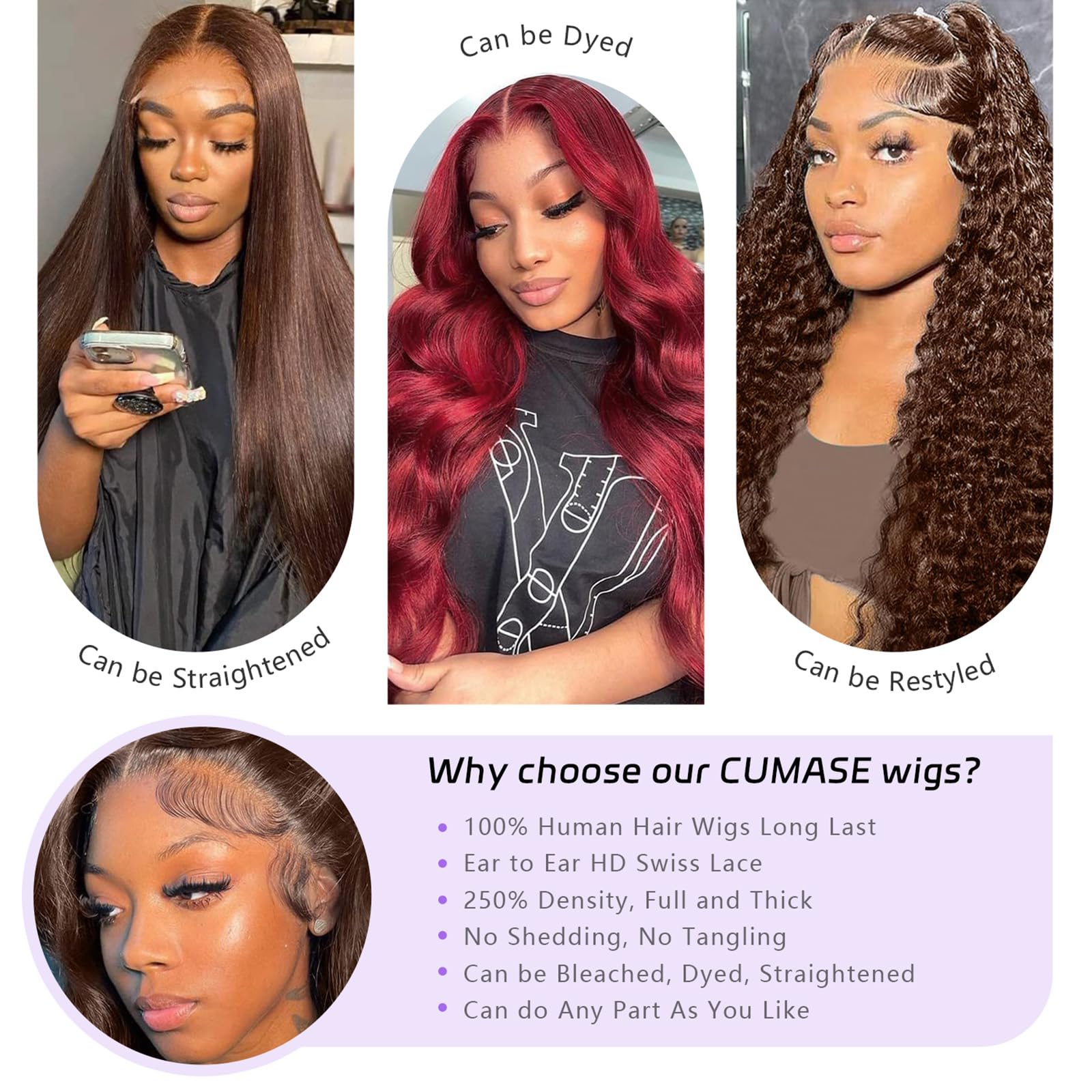 13x6 Lace Front Wig Human Hair Pre Plucked 250 Density 24 Inch Body Wave Reddish Brown Lace Front Human Hair Wig - Auburn 13x6 HD  main image 2