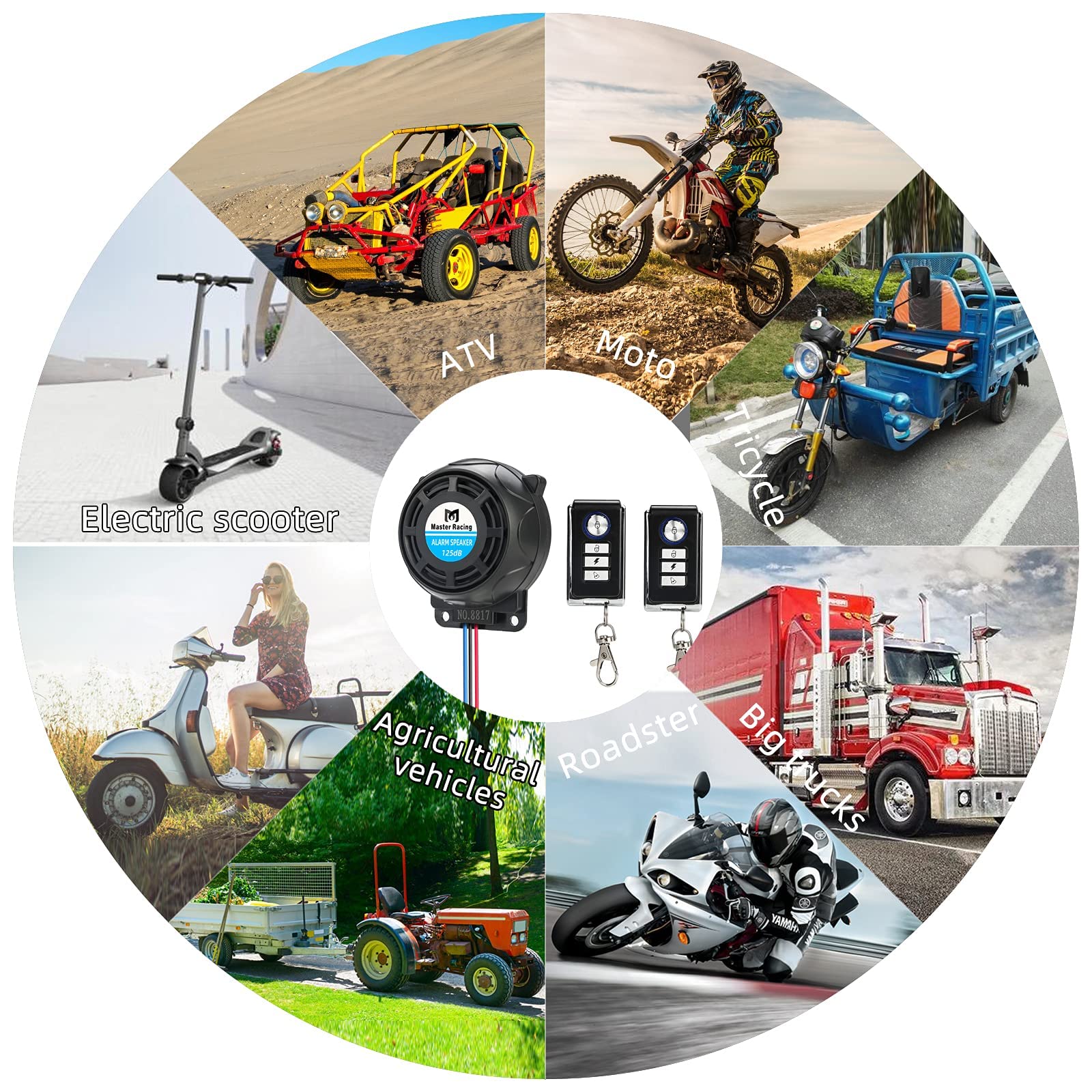 Rupse Motorrad Alarmanlage, Alarm mit 2 Fernbedienung Wasserdicht Diebstahlsicherung Einstellbare Empfindlichkeit für alle Roller Moped oder Quad mit 12 Volt (2)