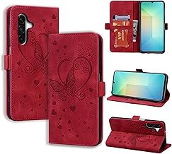 CASAFUNY Case for Samsung Galaxy A26 5G Shockproof Protective Leather Magnetic Flip Case Wallet Case Cover for Samsung A26 5G, Red