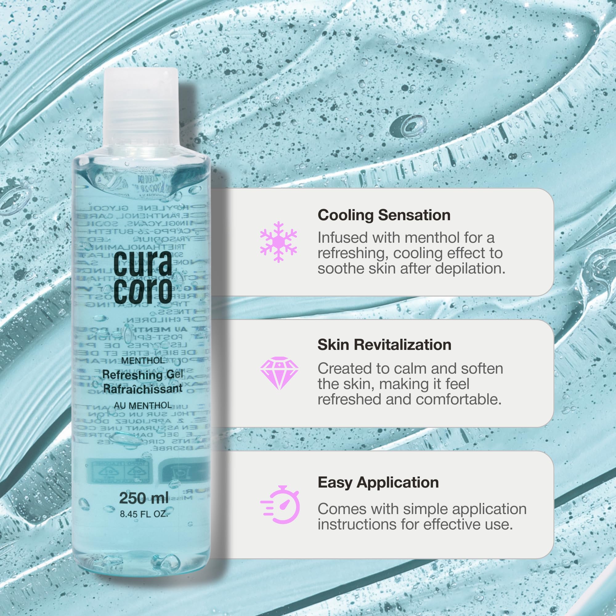 Curacoro Post Wax Gel Menthol for After Wax Care | Cooling, Refreshing Gel to Revitalize, Soothe & Calm Skin After Waxing Treatment