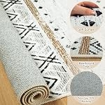 BESTSWEETIE Area Rug 8x10 Washable Rugs for Living Room Boho Farmhouse Geometric Modern Moroccan Soft Low Pile Non Slip Carpet for Bedrooms Kitchen Dining Room, Black Brown