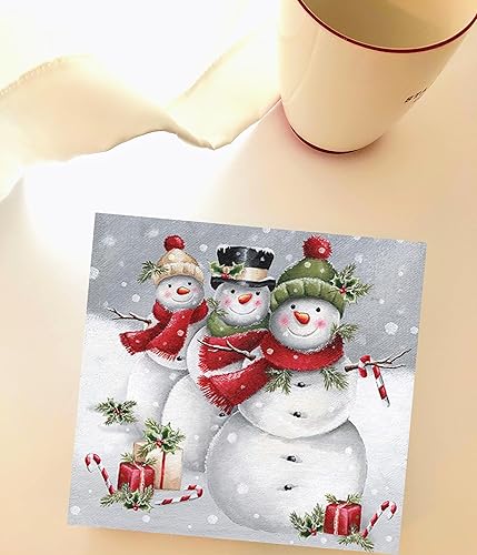 Miniatura 6 de Servilletas de Navidad de 13 x 13 pulgadas para Decoupage Muñeco de nieve Servilletas de papel de Navidad Servilletas de papel de Navidad