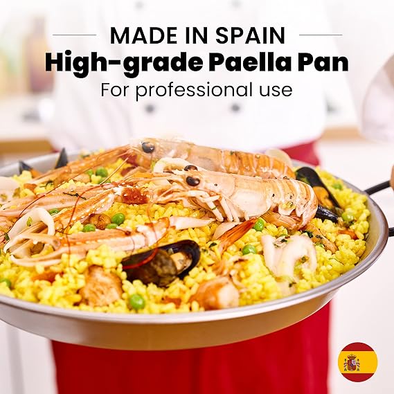 Machika Carbon Steel Pan | Professional Induction Cookware | Premium Polished Skillet for Cooking Mediterranean Food, Steaks & More | Ideal for Restaurants, Catering, Events | 3 Servings | 15 in |