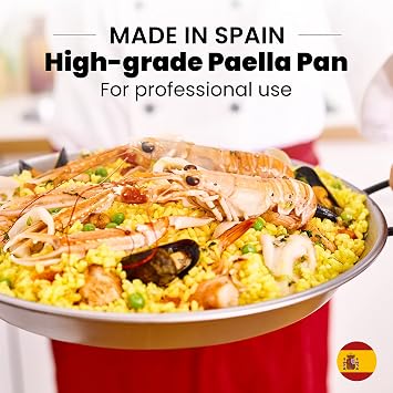 Machika Carbon Steel Pan | Professional Induction Cookware | Premium Polished Skillet for Cooking Mediterranean Food, Steaks & More | Ideal for Restaurants, Catering, Events | 3 Servings | 15 in |