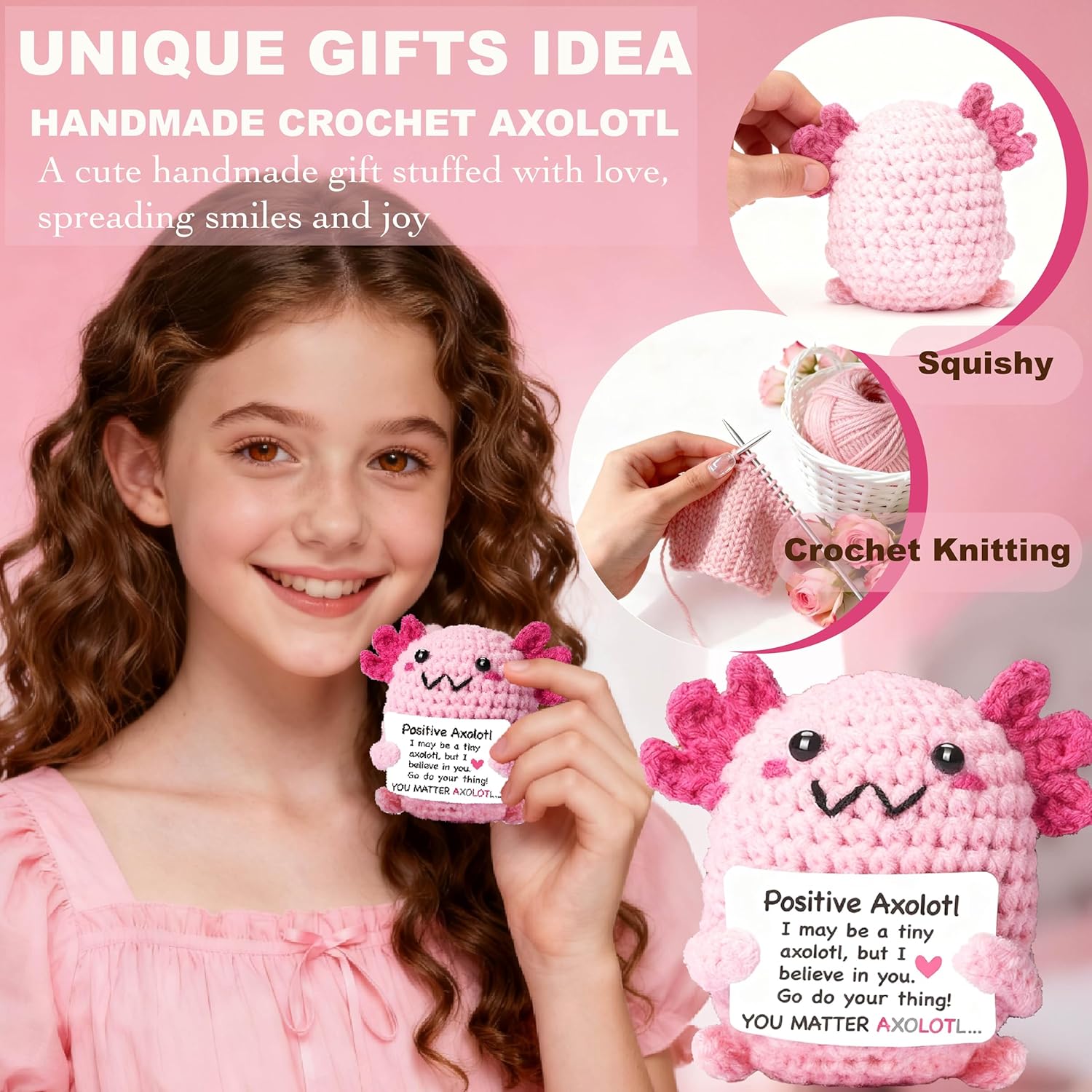 Birthday Gifts for Teen Girls, Teen Girl Gifts Trendy Stuff, Cute Axolotl Crochet Ideal Gift Set, Sweet 16th 18th 21st Teenage Girl Christmas Gift for Daughter, Sister, Niece Friend - Image 7