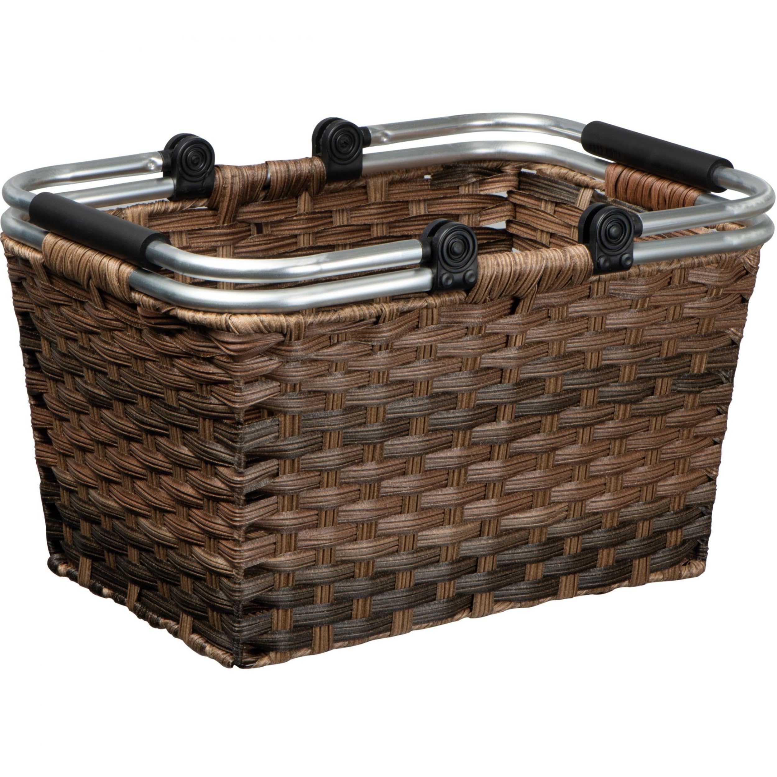 Panier à provisions en rotin - Coloration individuelle - Avec poignée pliante en aluminium rembourré de qualité supérieure - Grand espace de rangement - 41 x 30 x 25 cm