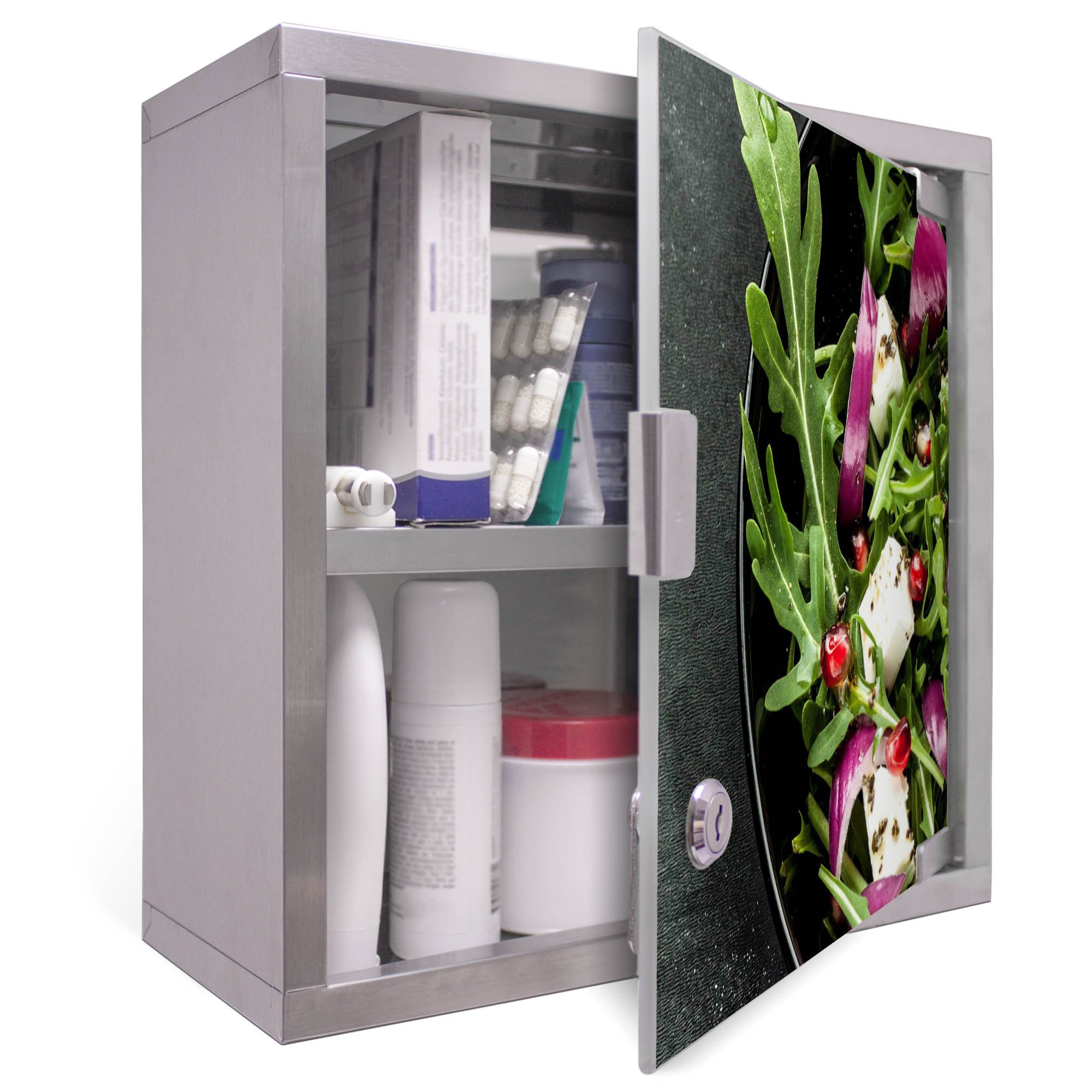 Large Lockable Medicine Stainless Steel 30X45X12 CM Medicine