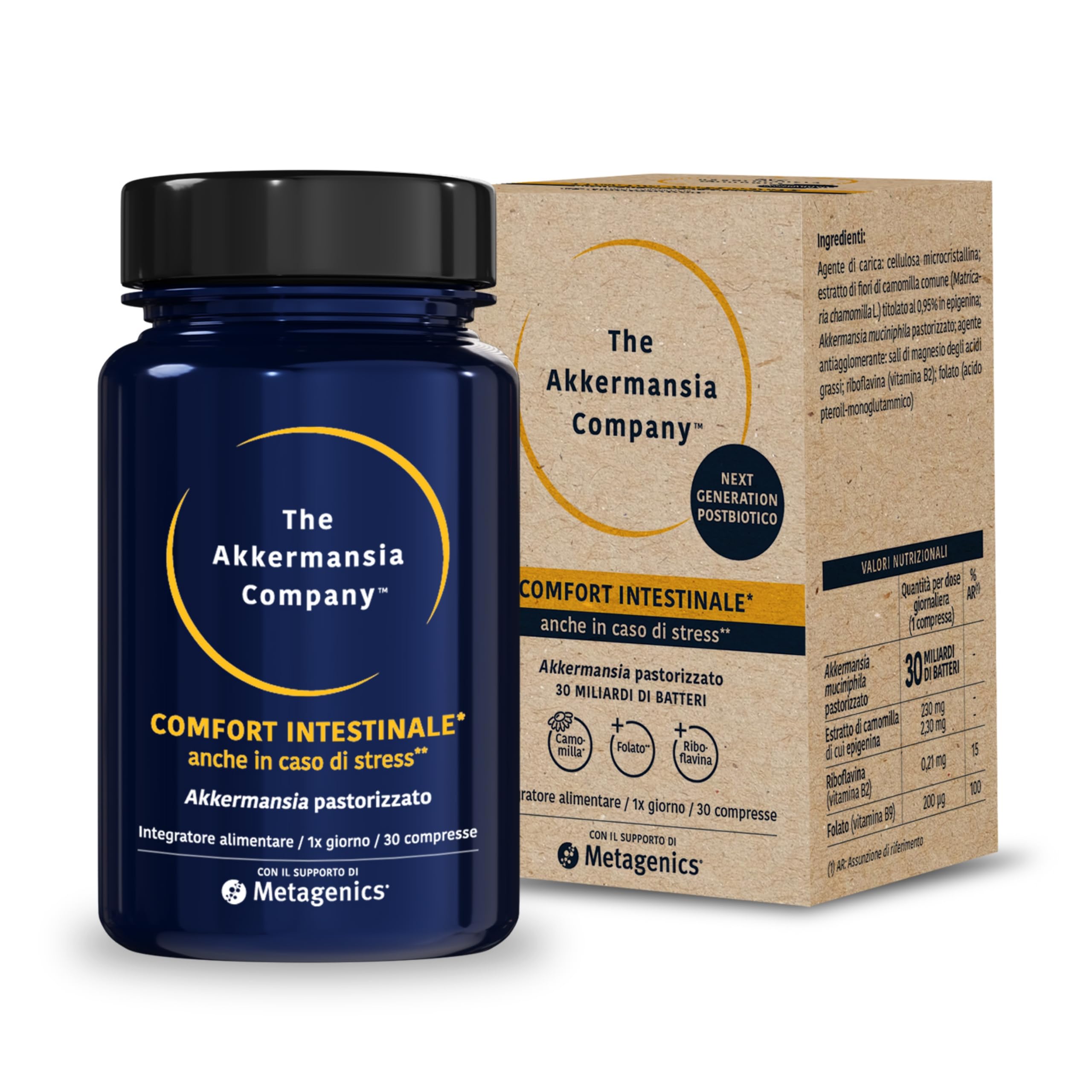Akkermansia Intestino - Comfort Intestinale Anche in Caso di Stress - 30 Compresse