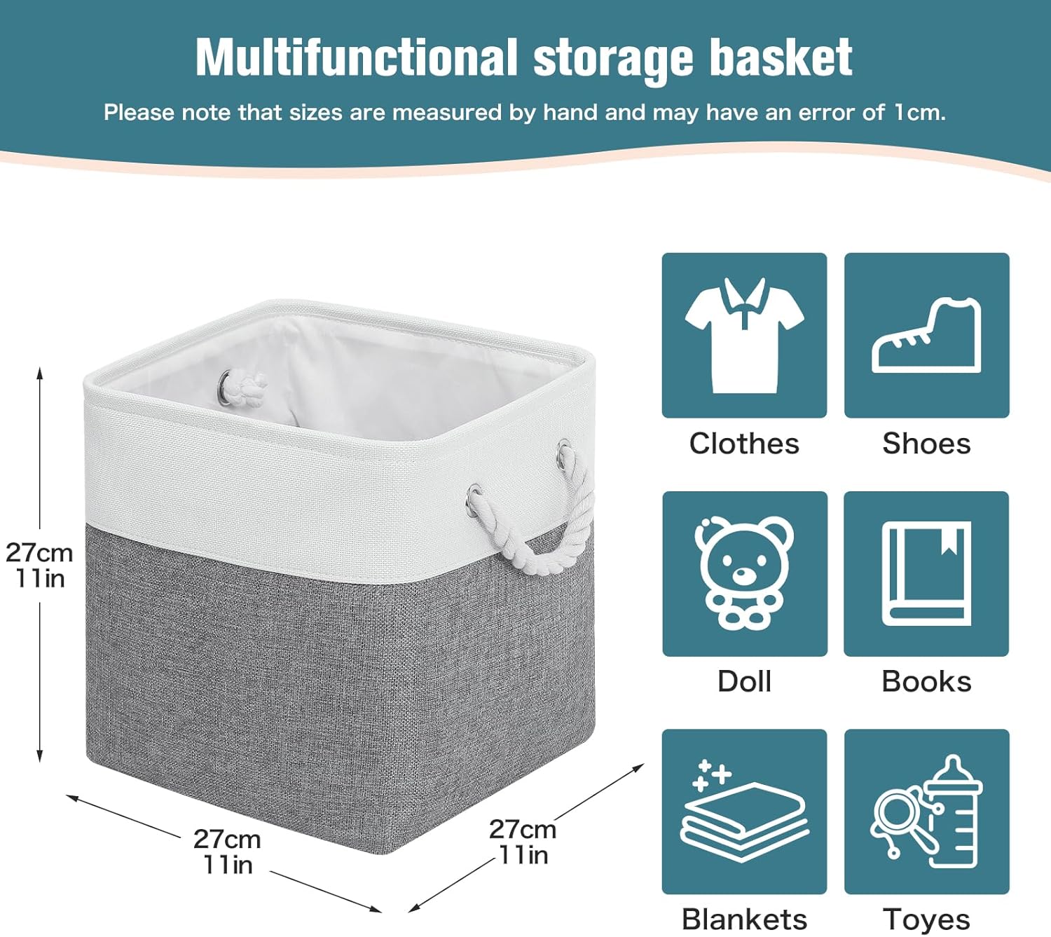 11x11 Inch Cube Storage Bins - Pack of 6 | Space-Saving Collapsible Baskets for Home and Office Use
