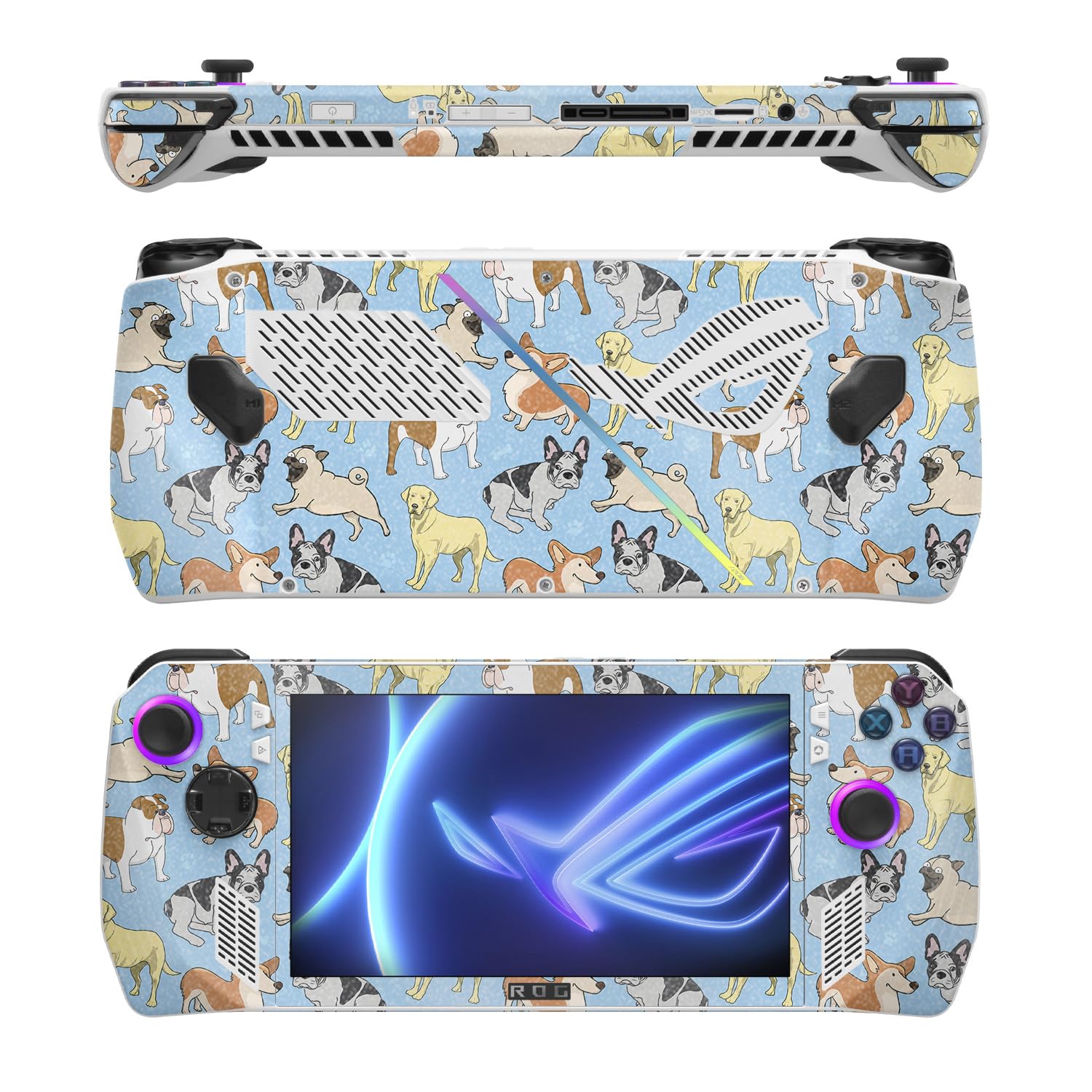 MightySkins Glossy Glitter Skin Compatible with Asus ROG Ally - Puppy Party | Protective, Durable High-Gloss Glitter Finish | Easy to Apply