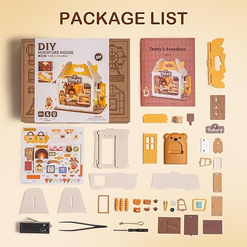 Miniatura 8 de Wowood Kit miniatura de bricolaje para construir una casa, caja de pan, decoración de estantería de estilo de vida en miniatura, lindos kits de