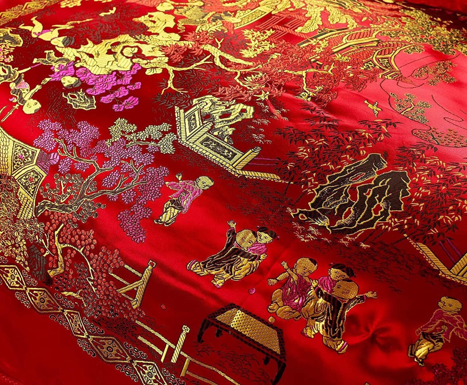 Amazon｜中国の伝統的な龍と鳳凰の羽毛布団カバーセット、中国風の寝具