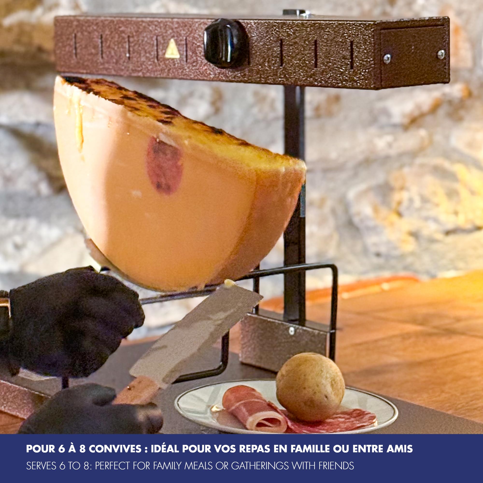 LOUIS TELLIER - Macchina per Raclette Alpage® Signature Original - Dimensioni Adatte a Qualsiasi Porzione di Formaggio - Da 6 a 8 Persone - Rampa di Riscaldamento Regolabile in Altezza - 230 V