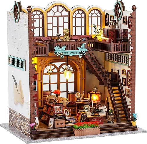 Spilay Casa de muñecas en miniatura con muebles, manualidades de madera para manualidades, casa de muñecas, mini kit hecho a mano, escala 124,
