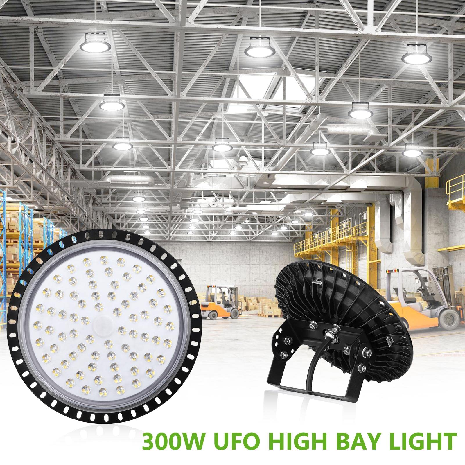 300W UFO LED High Bay Light 6000-6500K Cool White LED Workshop Light Ultra Thin Factory Warehouse LED Industrial — view 2
