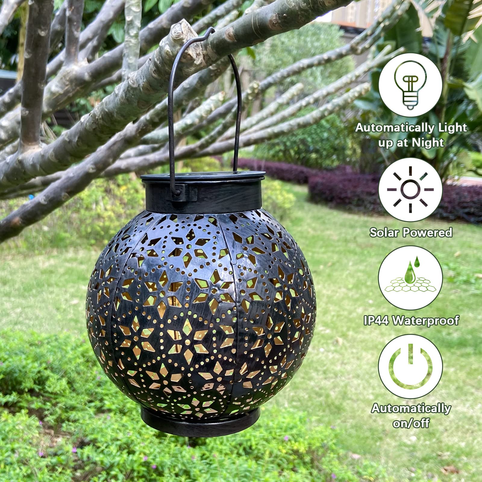 OUILA Farolillo Solar Para Exteriores, Lámparas Solares LED Para Decoración De Jardín, IP65, Resistentes Al Agua, Lámparas Solares De Jardín Para Exteriores, Jardín, Balcón, Exterior, Terrazas, Etc