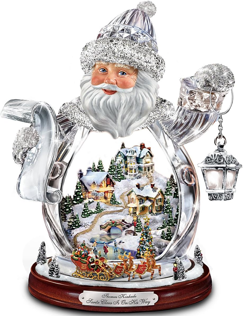 Thomas Kinkade Santa Claus Tabletop Crystal Figurine: Santa Claus is On His Way