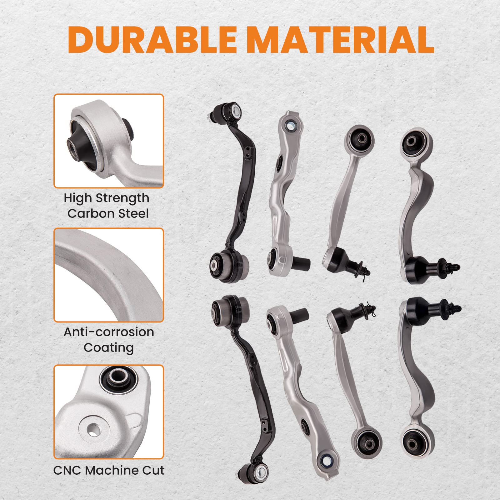 Tuningsworld 8Pcs Front Upper Lower LH RH Suspension Control Arm