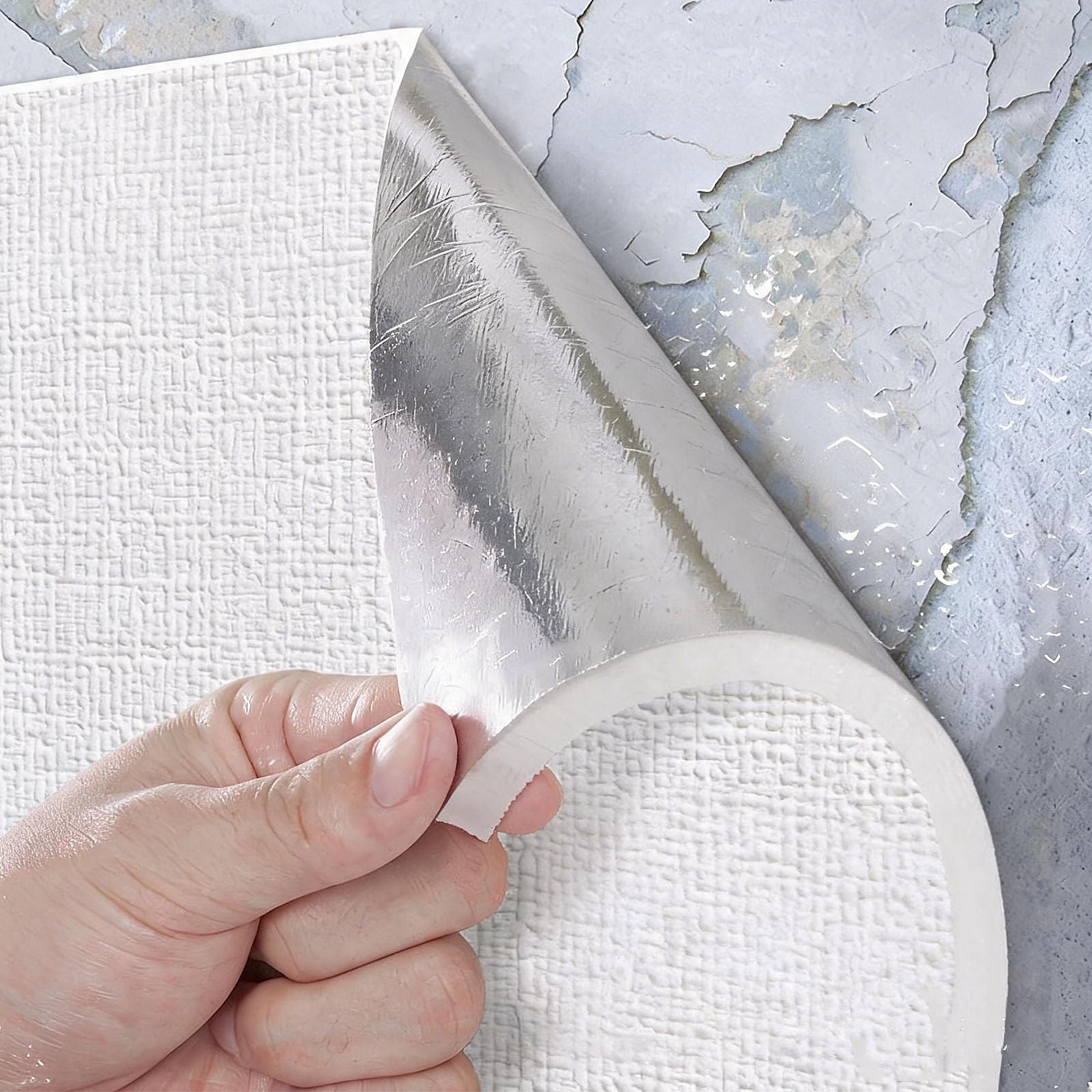 BVCL Waterproof Peel and Stick Wallpaper - 5mm Thermal Insulated 3D Textured Foam Wall Sticker, Moisture-Proof Anti-Collision Upholstered Self-Adhesive(White,50cmx10m)