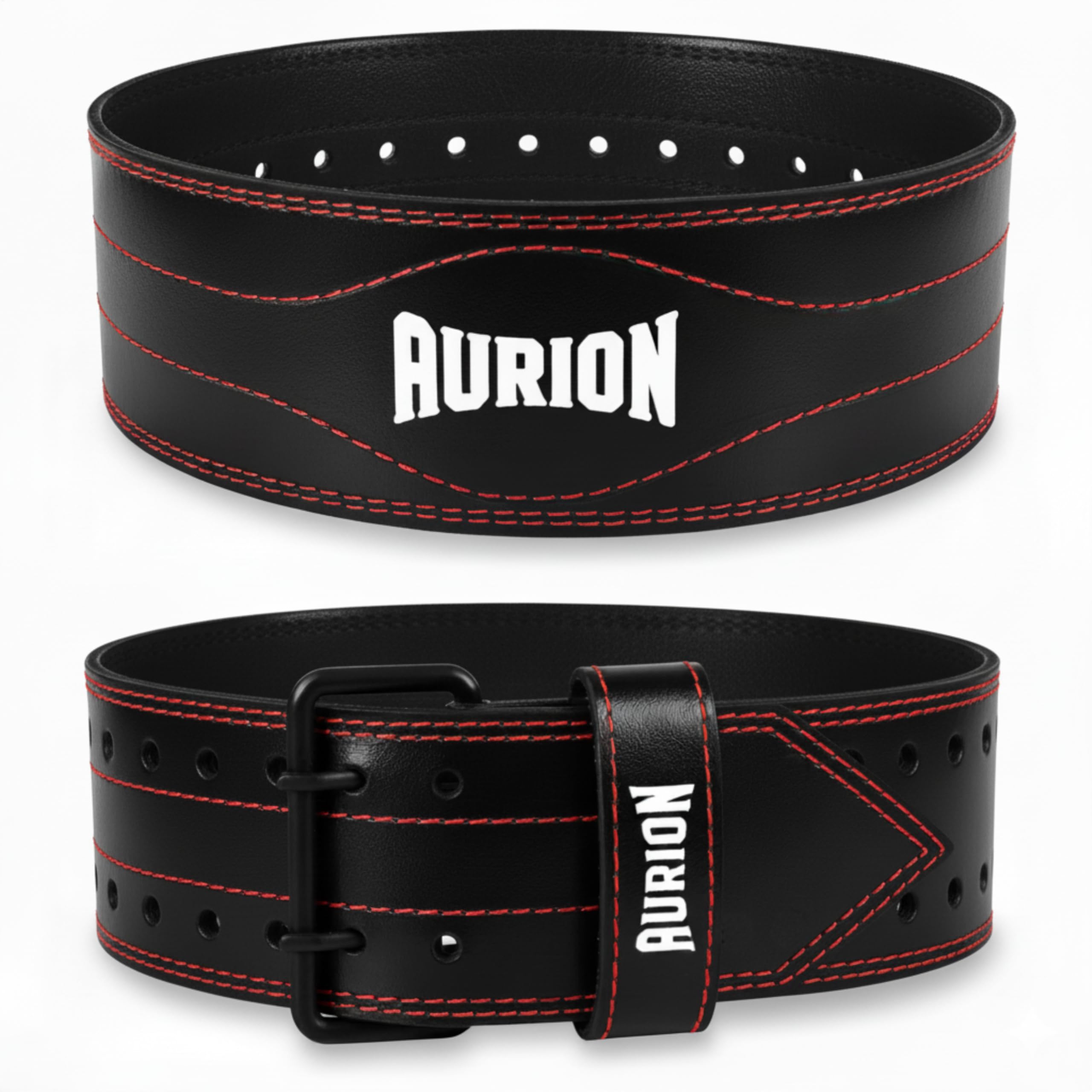 Aurion Genuine Leather Pro Weight Lifting Belt for Men and Women Durable Comfortable & Adjustable with Buckle | Stabilizing Lower Back Support for Weightlifting