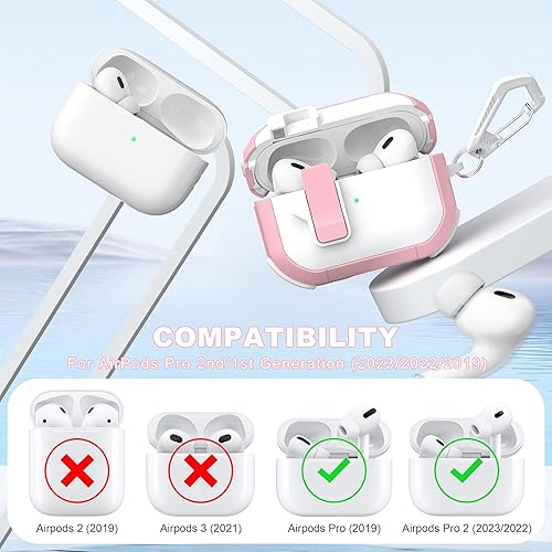 Miniatura 4 de Funda para AirPods Pro (21 generación), diseño de doble color con tapa desplegable automática, incluye herramienta de limpieza, duradera y a prueba