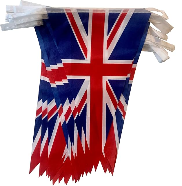Union Jack 25 Flag 10m Bunting 29cmx19cm Fabric Flags Coronation